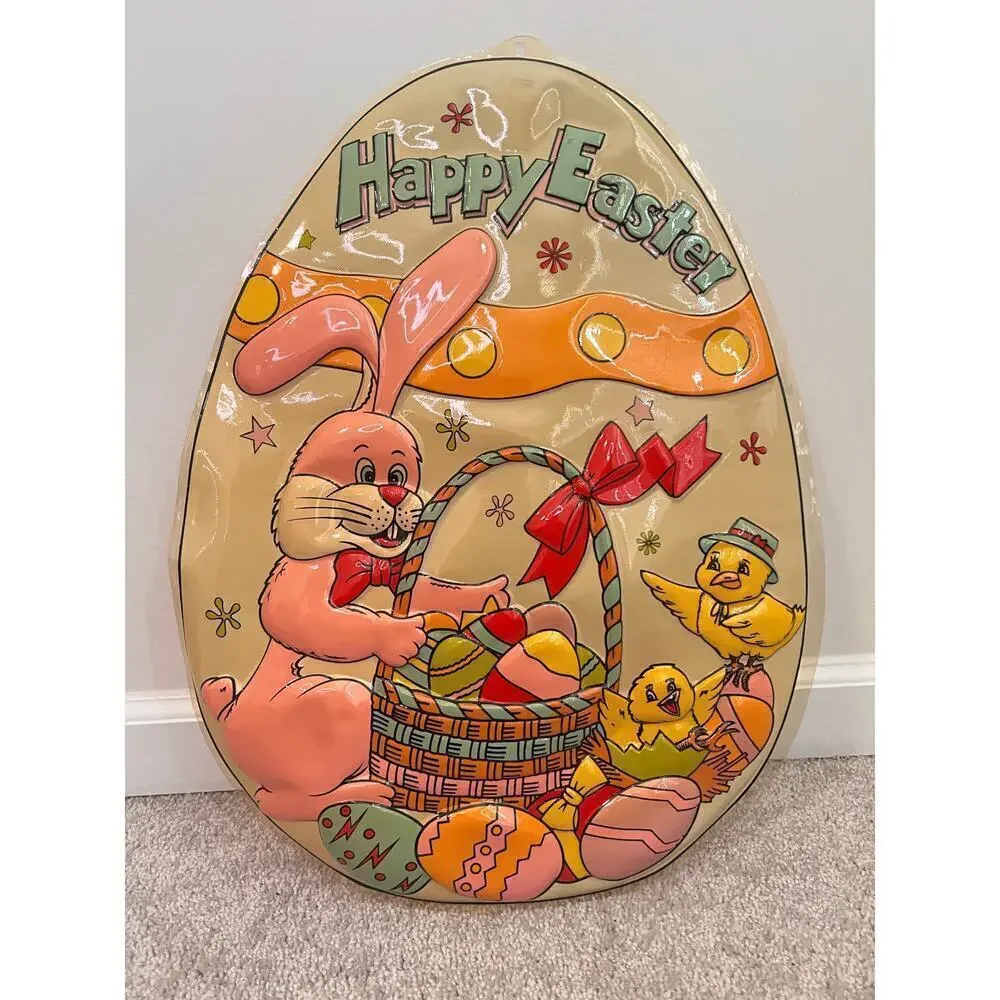 Vintage LoomCo. Happy Easter Bunny Vacuform 3D Wall Decoration